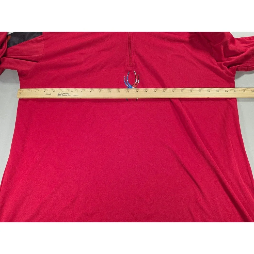 Spyder Mens XXL Red Quarter Zip Pullover American Flag Spider Logo Active Top
